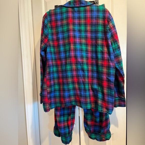 LANDS END ❤️💙 Plaid Flannel 2 Piece Pajama Set, Long Sleeve Button Down & Pants - Picture 7 of 11
